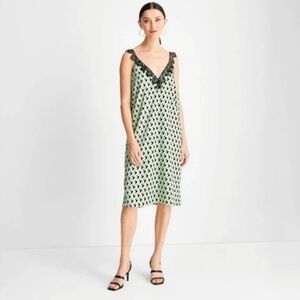 NWT! Green and Black Slip Dress